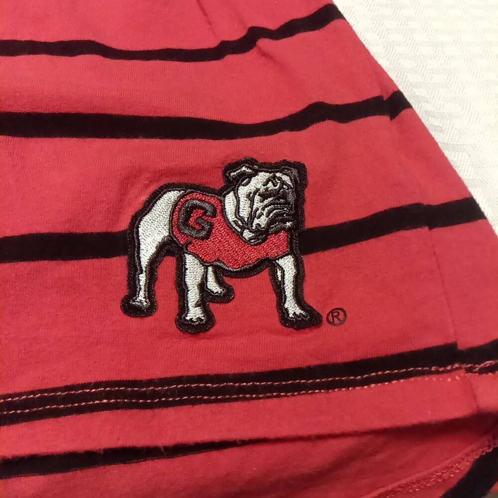 Georgia Bulldogs Striped Women's Top Ruffled Short Sleeves Crewneck Size Small - Picture 4 of 7